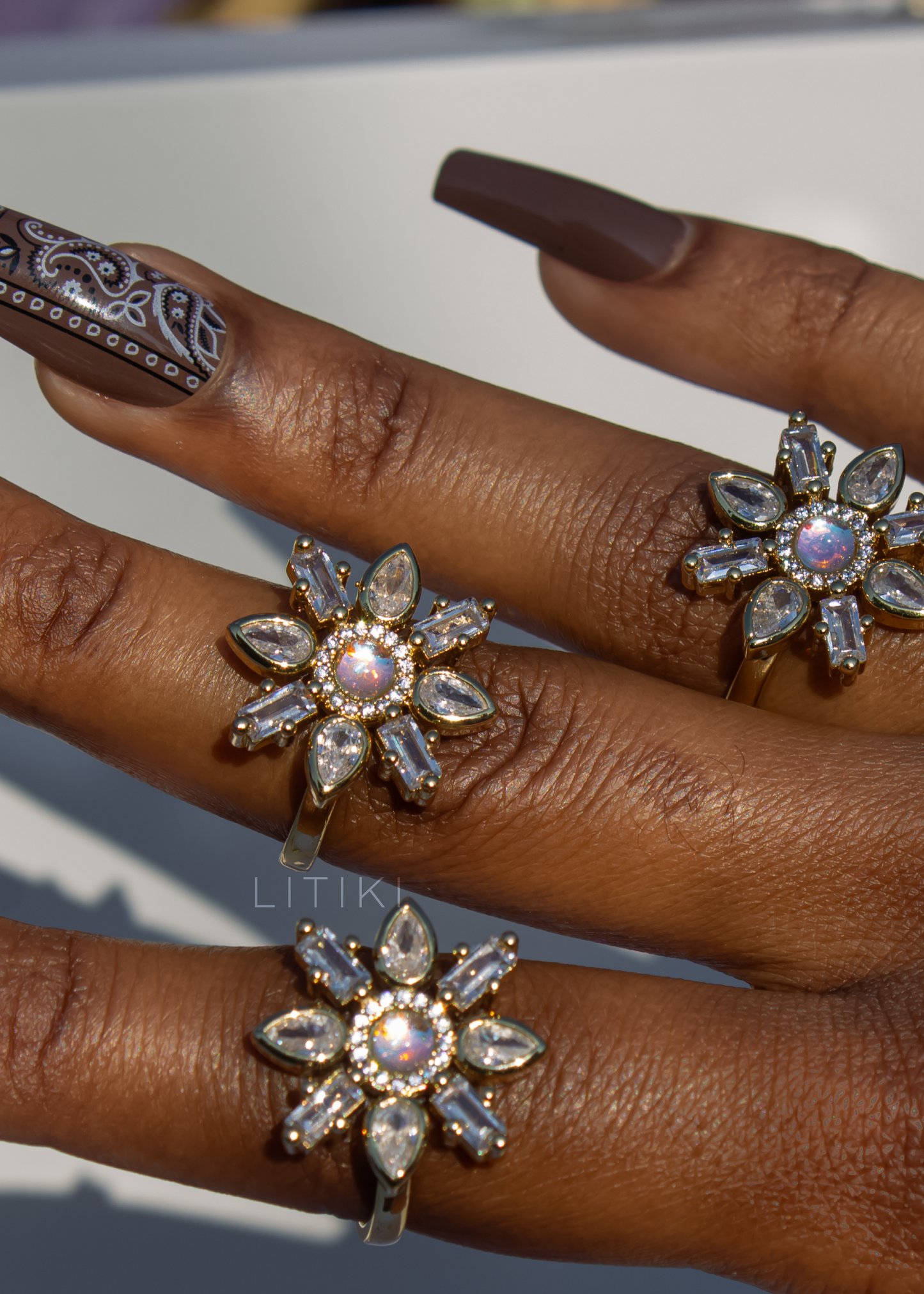 Opalite flower rings