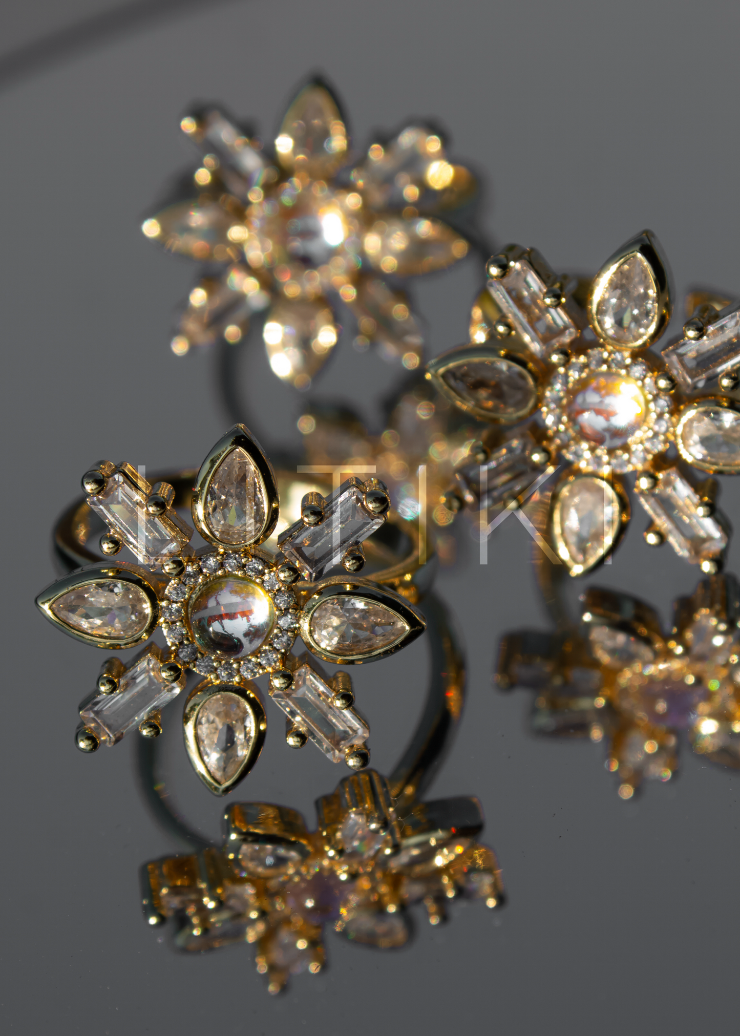 Opalite flower rings