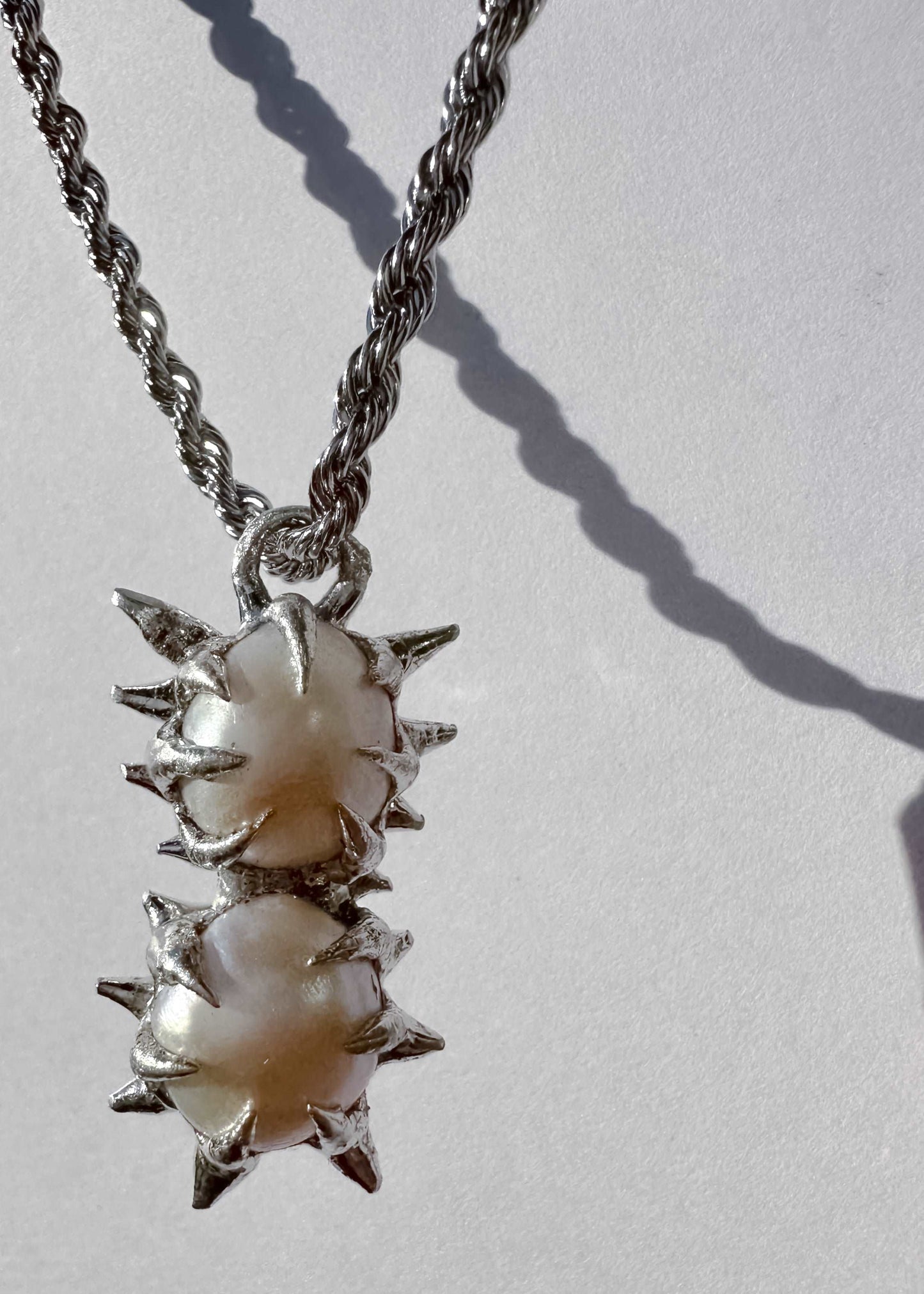 Classic spiked necklace, gothic collar, punk fashion, spiked jewelry, spiked pendent, spiky metal pearls crystal pendent, Beetlejuice jewelry, stainless steel grunge leather, gothic y2k jewelry, stainless steel grunge, cyberspace rockstar jewelry